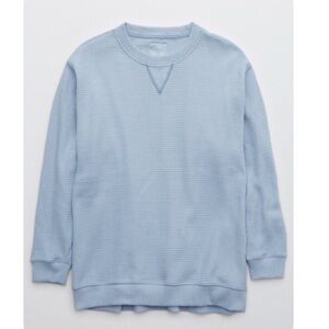 Aerie The Sweat Waffle Crew Neck Light Blue Women's Sweatshirt